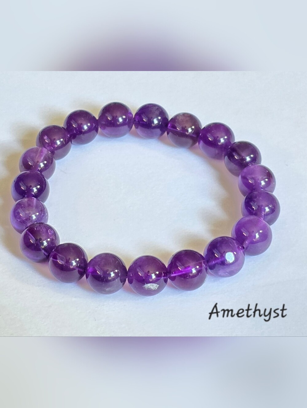 Amethyst Natural Stone Beaded Stretch Bracelet | Handmade
